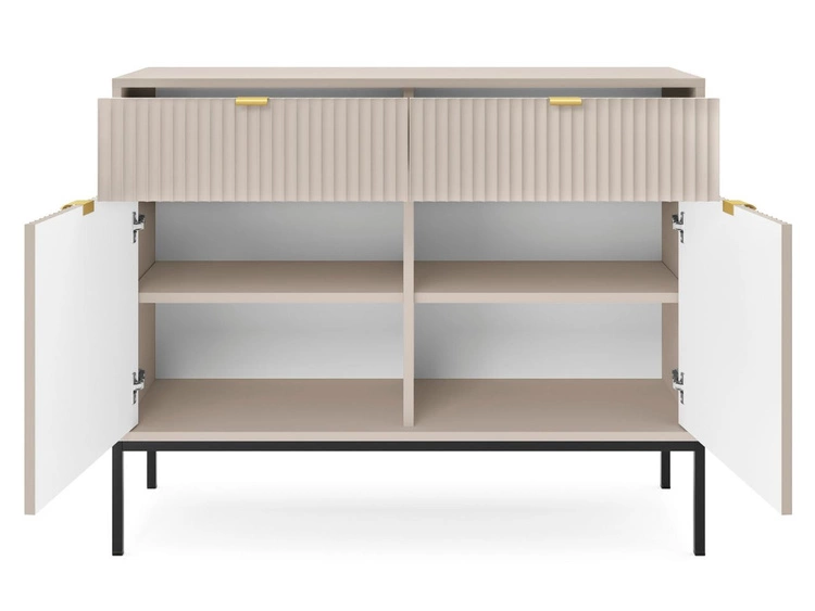 Wohnzimmerset Amber Kaschmir auf schwarzen Beinen