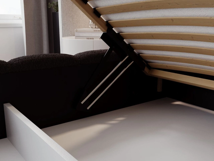 Polsterbett mit Bettkasten und Lattenrost 120x200 Modo aus Bouclé-Stoff Schwarz