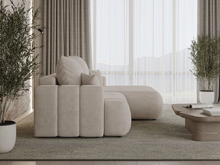 Ecksofa L-Form Rechts mit Schlaffunktion und Bettkasten Caleo Beige