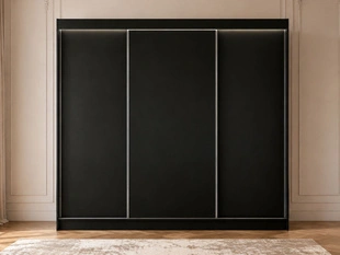 Schiebetürenschrank 250 cm mit LED-Beleuchtung Diano Schwarz