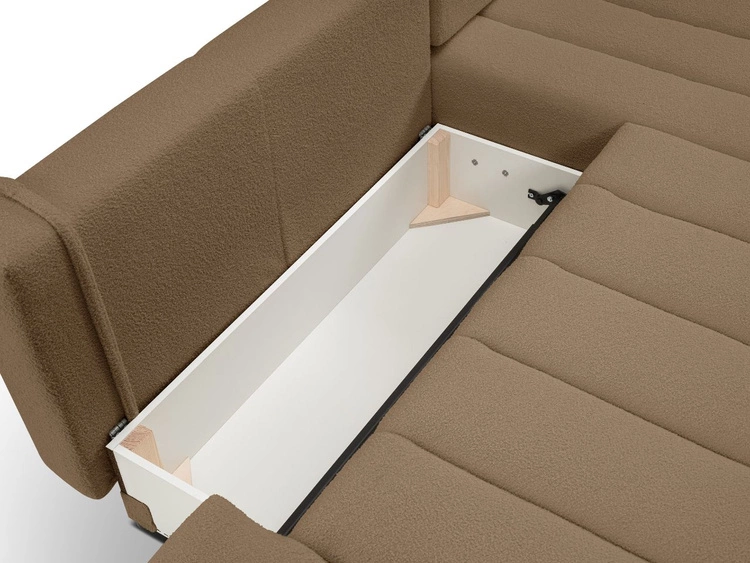 Ecksofa mit Schlaffunktion und Bettkasten Rechts Adoro Braun