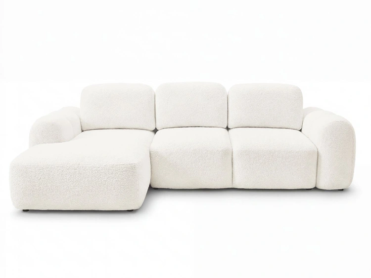 Ecksofa L-Form mit Schlaffunktion und Bettkasten Avelin Links Creme