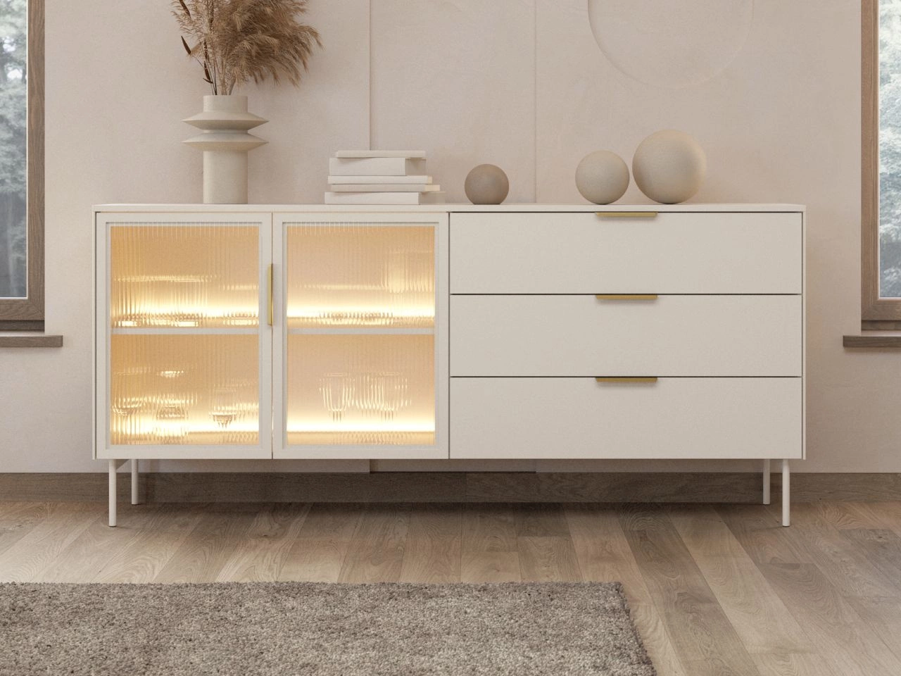 Kommode mit Türen und Schubladen Lumina Kaschmir