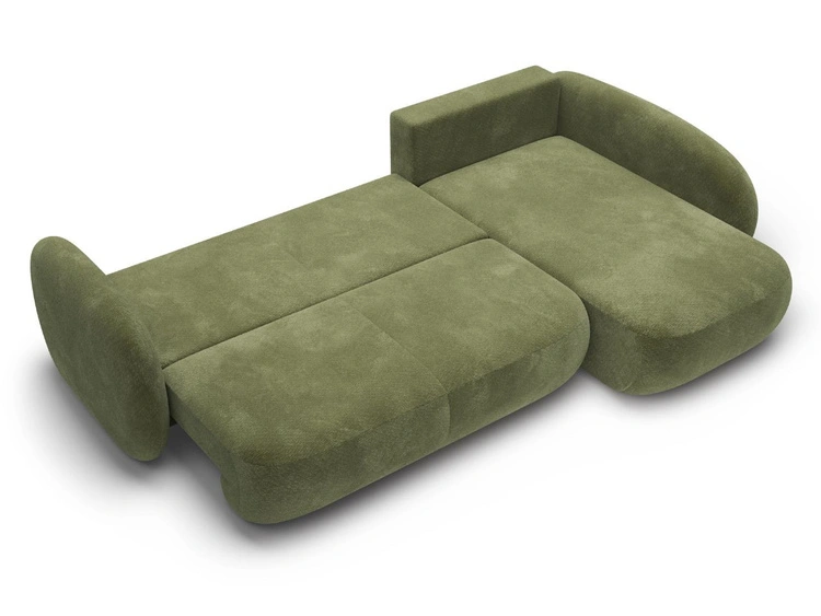 Ecksofa mit Schlaffunktion und Bettkasten Rechts Carino Grün