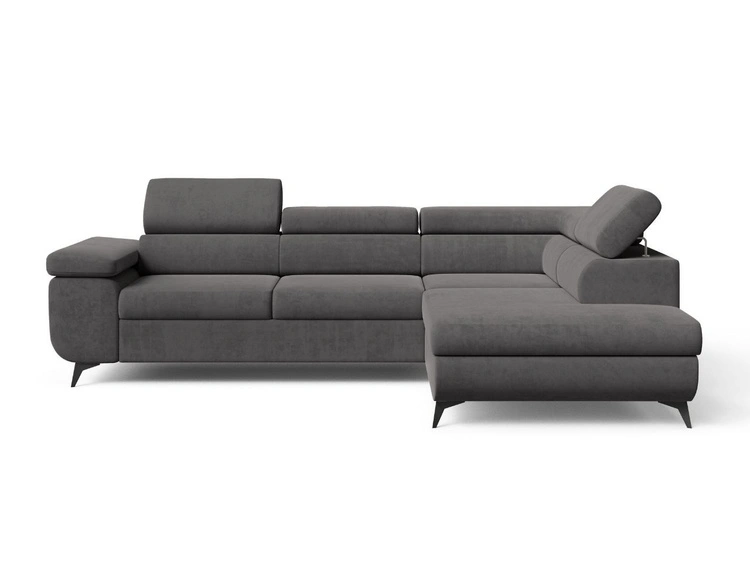 Ecksofa L-Form mit Schlaffunktion und Bettkasten Argon Rechts Dunkelgrau