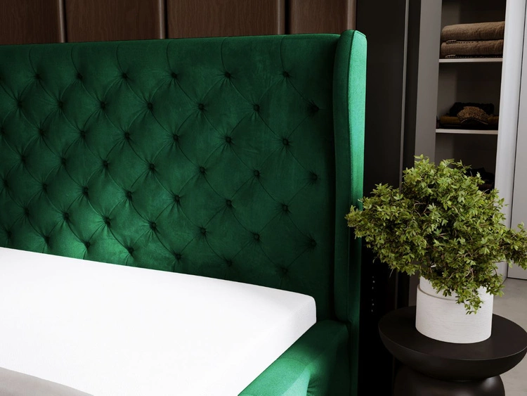 Polsterbett mit Bettkasten und Lattenrost 160x200 Kingston Grün