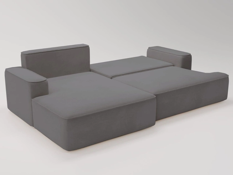 Ecksofa L-Form Links mit Schlaffunktion und Bettkasten California Grau
