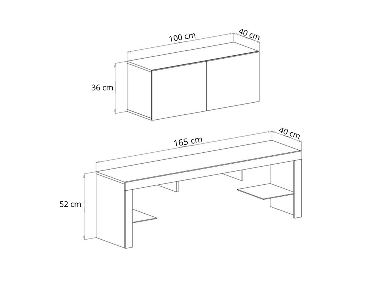 TV-Lowboard mit Türen und Aufsatz 150 cm Nodoo Weiß Hochglanz