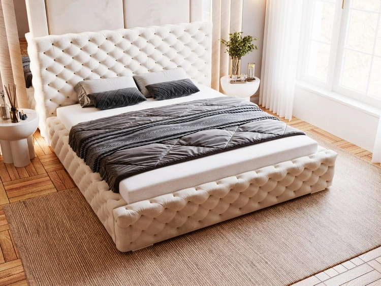 Polsterbett mit Bettkasten und Lattenrost 180x200 Astra Beige