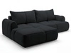 Ecksofa L-Form Links mit Schlaffunktion und Bettkasten Bonno Schwarz