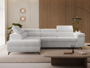 Ecksofa L-Form mit Schlaffunktion und Bettkasten Argon Links Grau