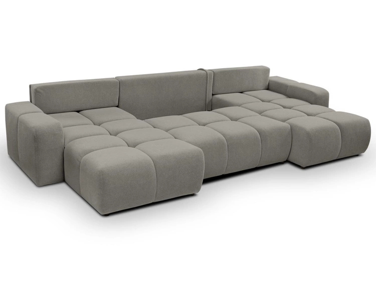 Wohnlandschaft mit Schlaffunktion und Bettkasten Sile U Grau