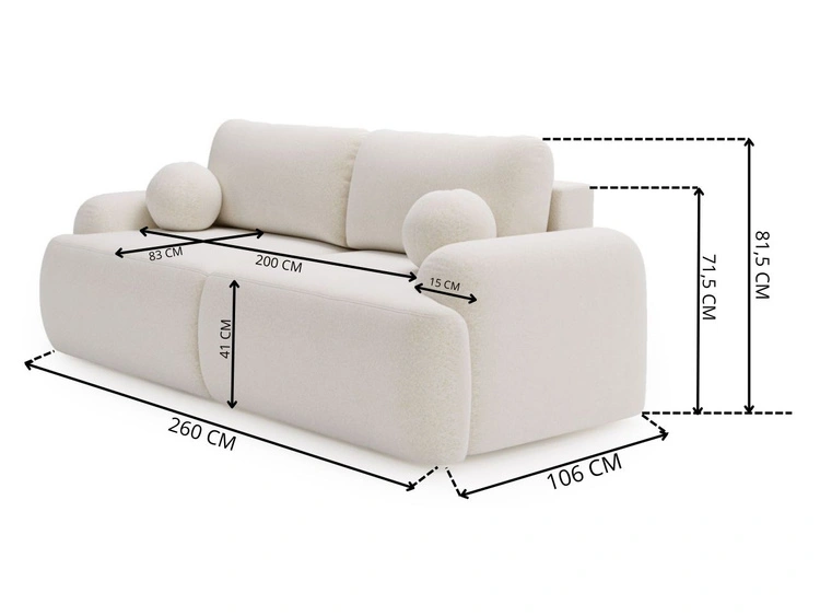 Sofa mit Schlaffunktion und Bettkasten Aurio Weiß