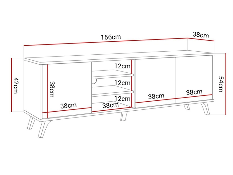 TV-Lowboard mit Türen weiße Füße Vivance Weiß Hochglanz