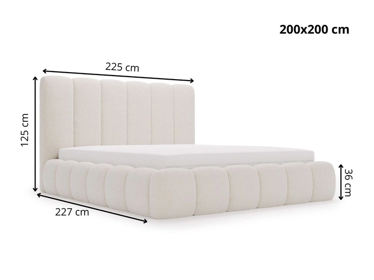 Polsterbett mit Bettkasten und Lattenrost 200x200 Imperial Creme