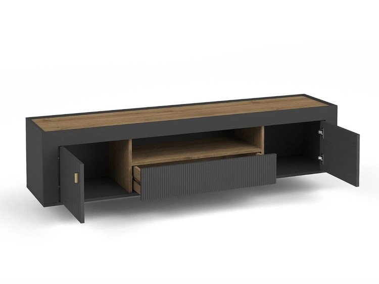 TV-Lowboard mit Schublade und Türen Messina Schwarz