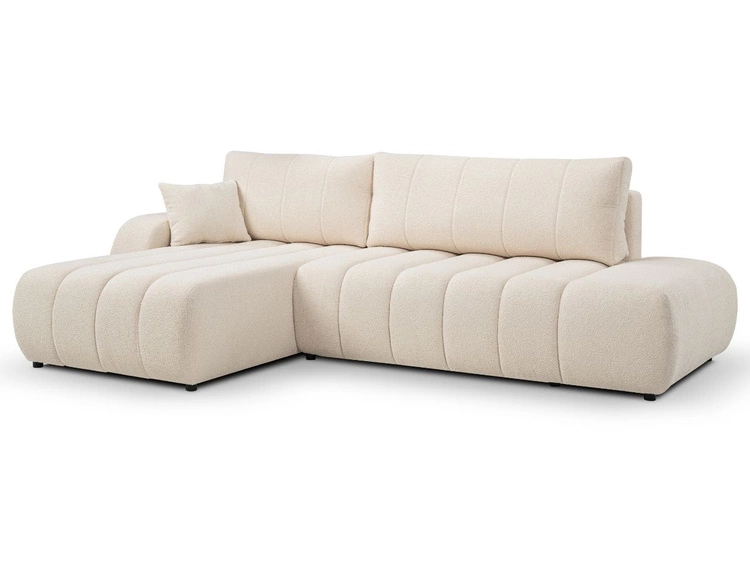 Ecksofa mit Schlaffunktion und Bettkasten Links Adoro Hellbeige