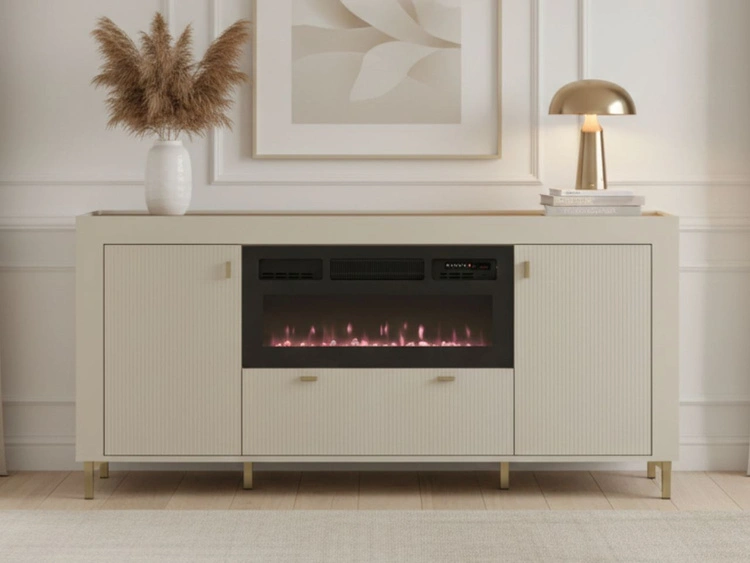 Kommode mit Türen, Schublade und Kamin Messina Kaschmir