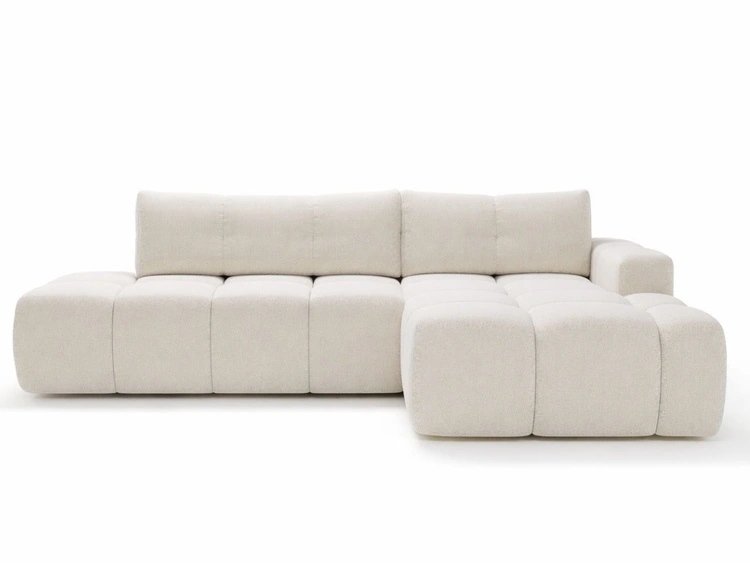 Ecksofa L-Form Rechts mit Schlaffunktion und Bettkasten Montero Weiß