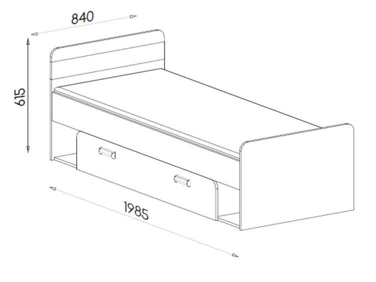 Einzelbett mit Schublade für ein Jugendzimmer Lindo Weiß, Nash Eiche