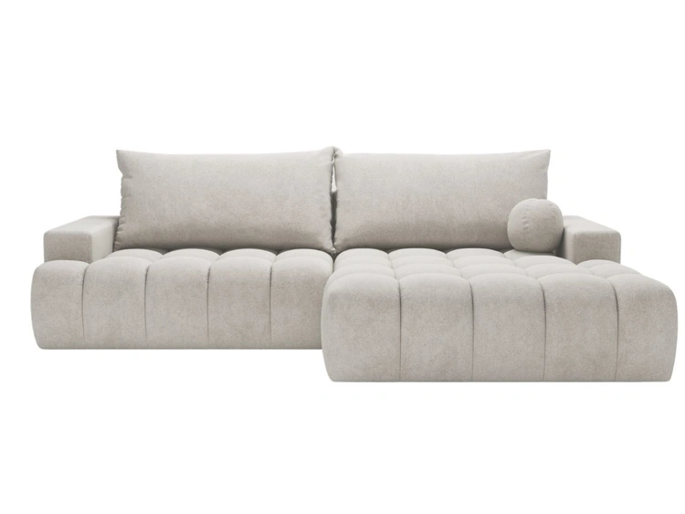 Ecksofa L-Form mit Schlaffunktion und Bettkasten Havi Rechts Hellgrau