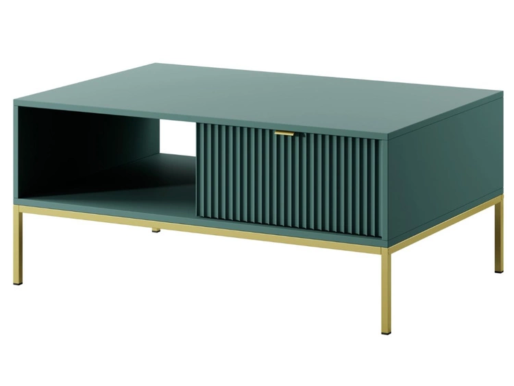 Couchtisch mit Stauraum Amber Grün, Gold Frame