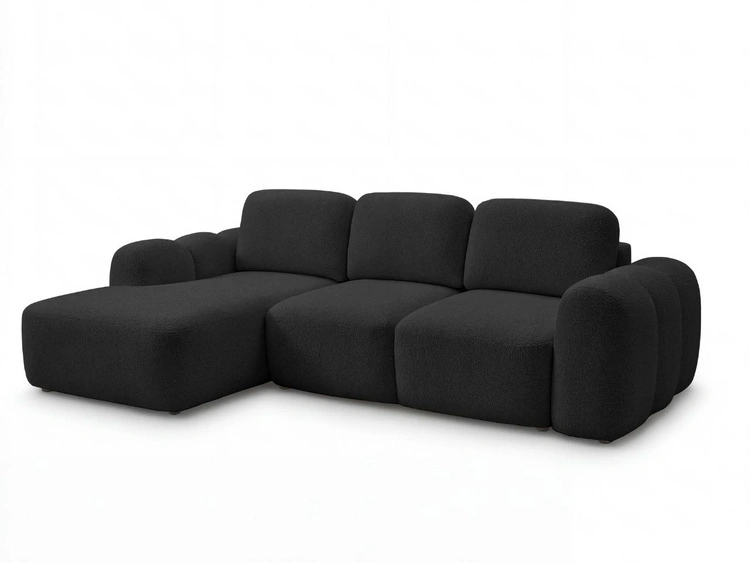 Ecksofa L-Form mit Schlaffunktion und Bettkasten Avelin Links Schwarz