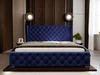 Polsterbett mit Bettkasten und Lattenrost 200x200 Kingston Dunkelblau