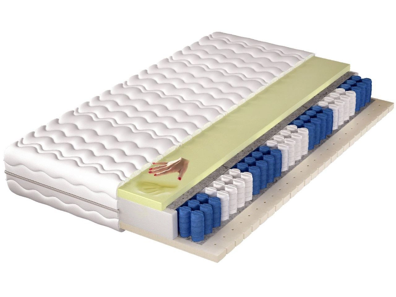 Taschenfederkernmatratze Pocket mit thermoelastischem und Latex Schaum Lusaro 100x200