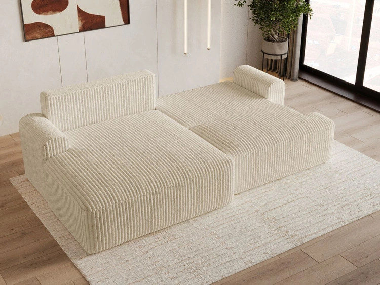 Ecksofa L-Form mit Schlaffunktion und Bettkasten Serene Links Beige