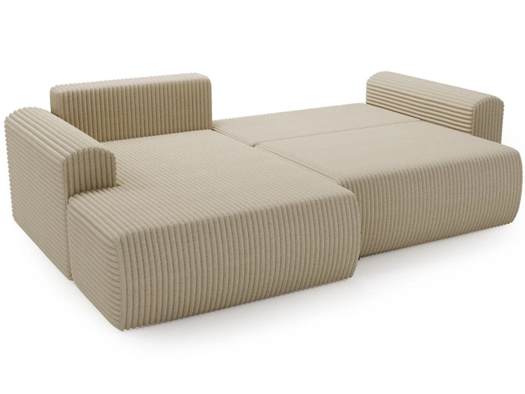 Ecksofa mit Schlaffunktion und Bettkasten Belvio links Beige