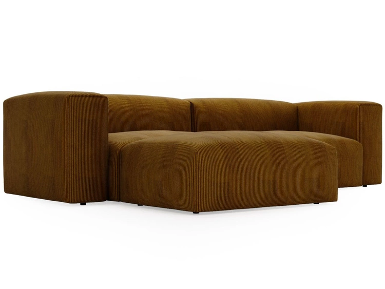 Ecksofa L-Form Links Moderne Cord Ecksofa Landi Honigfarben