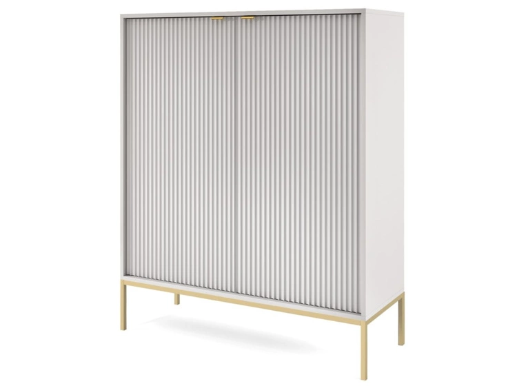 Kommode mit Türen Amber Grau auf goldenen Beinen