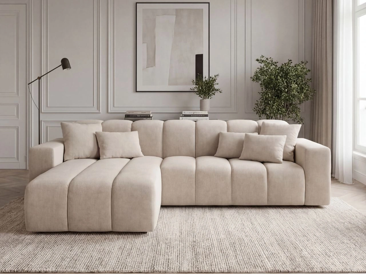 Ecksofa L-Form Links Nork Beige