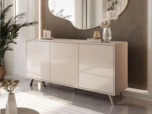 Dreitürige Kommode 154 cm Glamour-Stil auf kaschmirfarbenen Beinen Vivance Kaschmirglanz