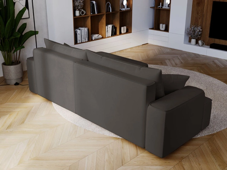 Ecksofa L-Form Rechts mit Schlaffunktion und Bettkasten California Dunkelgrau