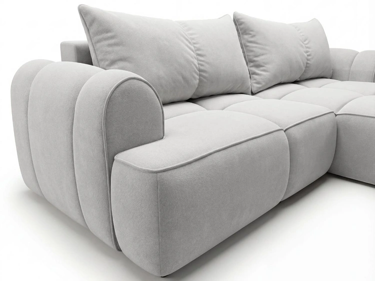 Ecksofa L-Form Rechts mit Schlaffunktion und Bettkasten Bonno Grau