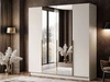 Viertüriger Kleiderschrank mit Drehtüren, goldfarbenen Griffen, Schubladen und Spiegeln Ameli Kaschmir