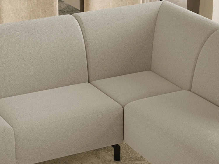 Ecksofa L-Form Rechts Regento Bouclé-Stoff Beige