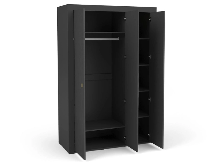 Kleiderschrank mit Drehtüren, Kleiderstange und Spiegel Messina Schwarz