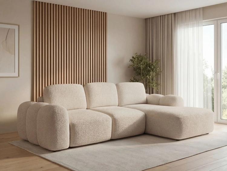 Ecksofa L-Form mit Schlaffunktion und Bettkasten Avelin Rechts Beige