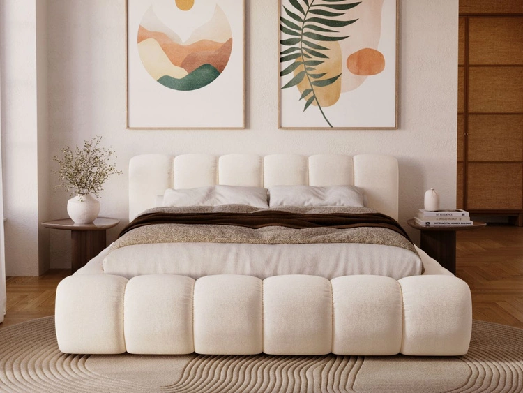 Polsterbett mit Bettkasten und Lattenrost 140x200 Doria Creme