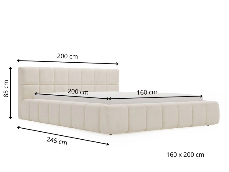 Polsterbett mit Bettkasten und Lattenrost 160x200 Alicante Beige