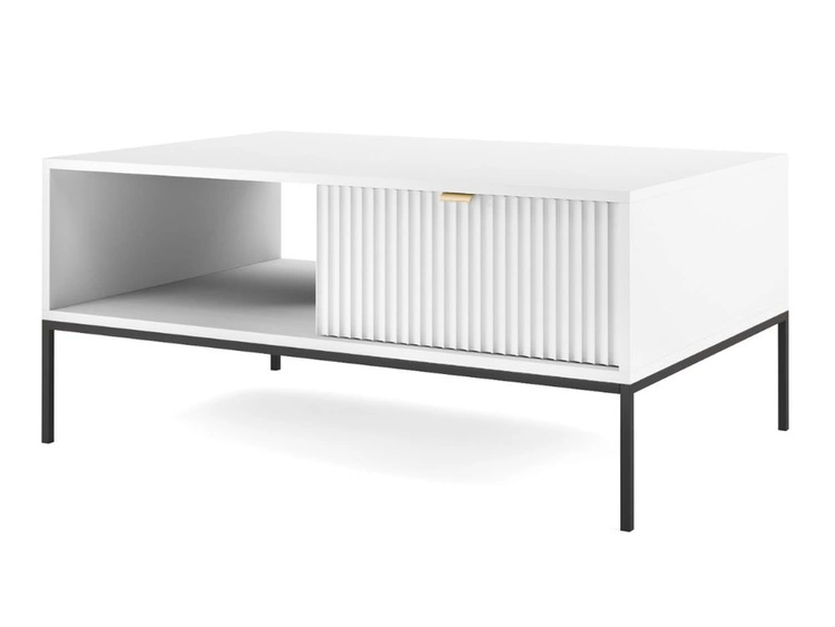 Couchtisch mit Stauraum Amber Weiß, Schwarz Frame