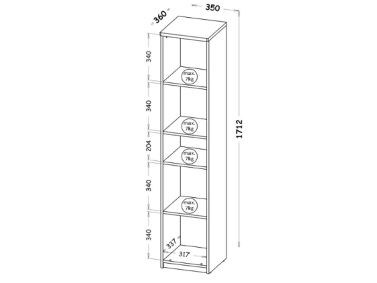 Regal mit Bücherregalen Arcadia Eiche Wotan, Weiß