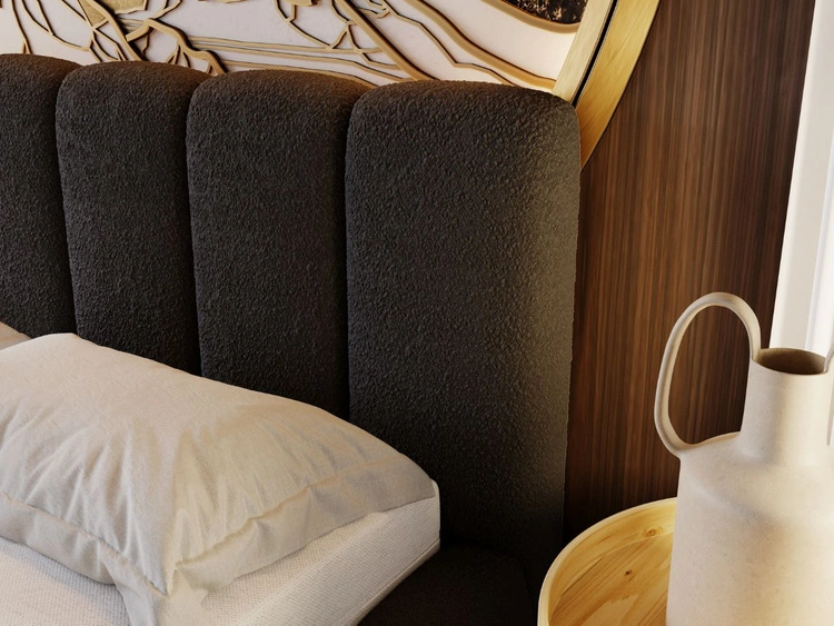 Polsterbett mit Bettkasten und Lattenrost 120x200 Cloud Bouclé-Stoff Schwarz