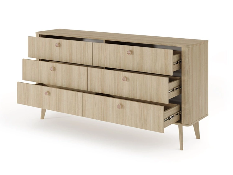 Hochkommode mit sechs Schubladen Magico Eiche Dunin