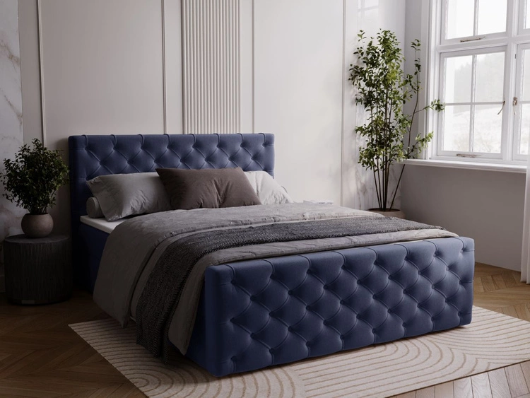 Boxspringbett mit Bettkasten 140x200 Montego Blau