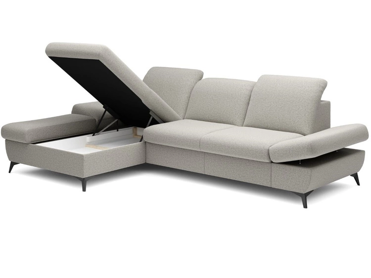Ecksofa L-Form Links mit Schlaffunktion und Bettkasten Hannover Beige