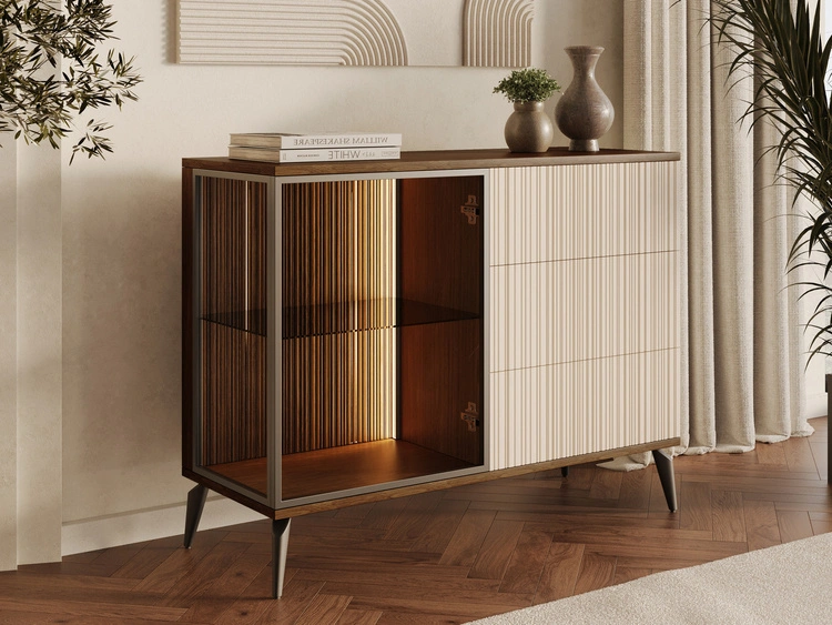 Kommode mit Türen und Schubladen Vinni Dunkler Walnuss Cashmere